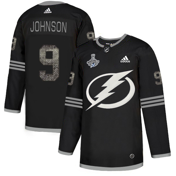 Men Adidas Tampa Bay Lightning #9 Tyler Johnson Black Authentic Classic 2020 Stanley Cup Champions Stitched NHL Jersey->tampa bay lightning->NHL Jersey